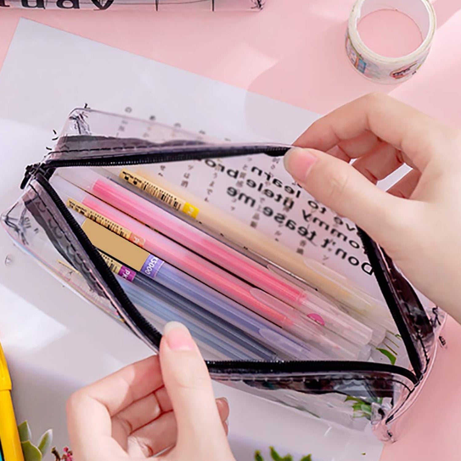 Transparent Pencil Pouch With Zipper (1 Pc) Transparent Pencil Pouch With Zipper (1 Pc)